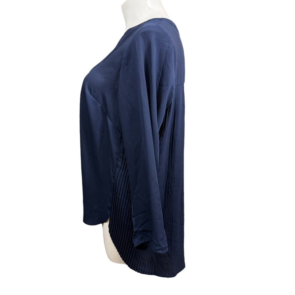 Valerie Stevens Navy Pleated Back Tunic Blouse Womens 1X Long Sleeve - Picture 8 of 10